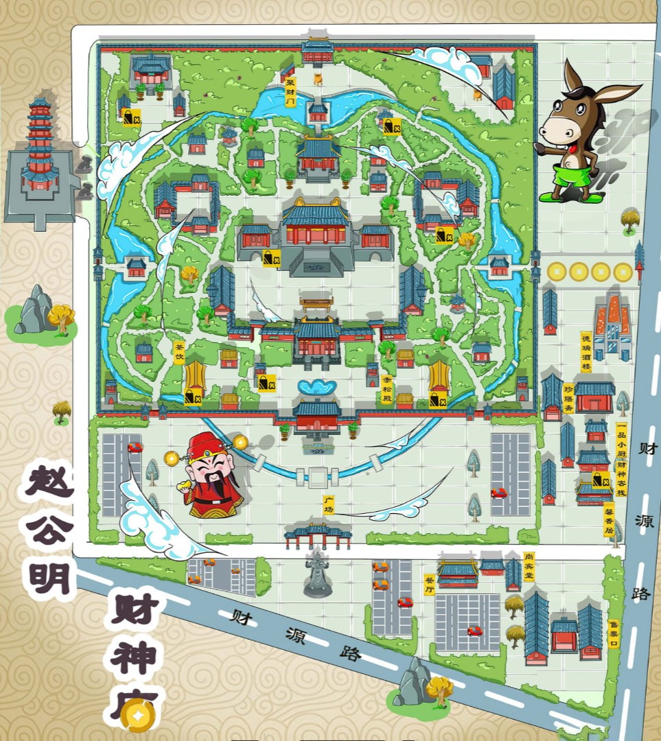 义乌寺庙类手绘地图